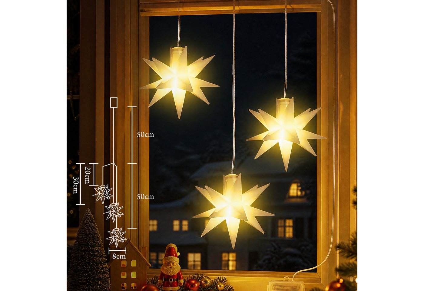 SALCAR 3er Set LED Weihnachtsstern