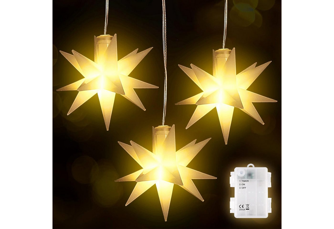 SALCAR 3er Set LED Weihnachtsstern Bild 2