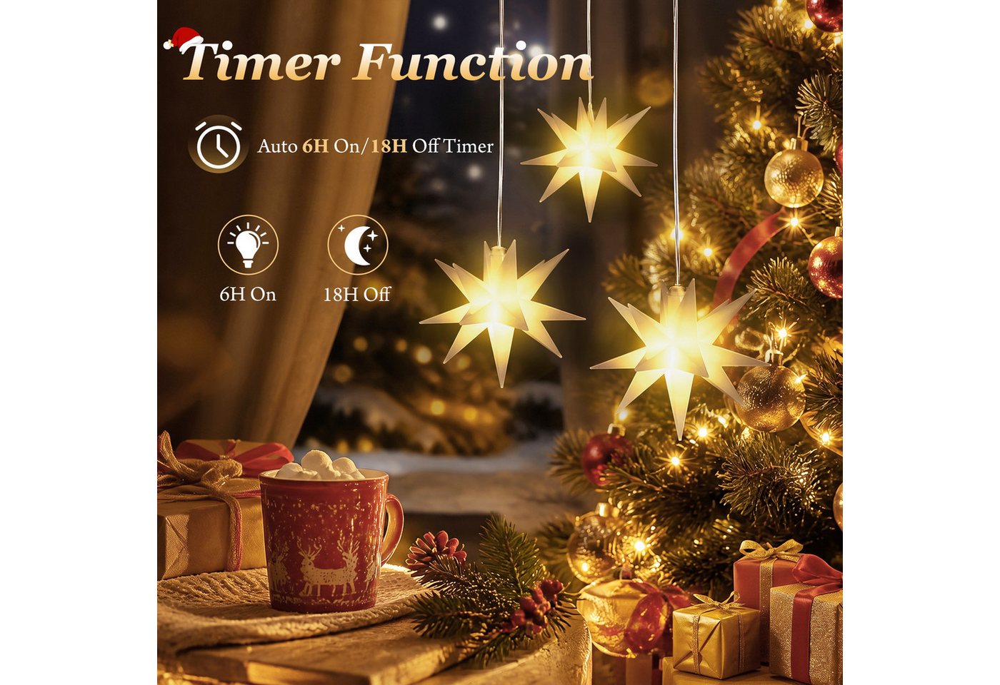 SALCAR 3er Set LED Weihnachtsstern Bild 4