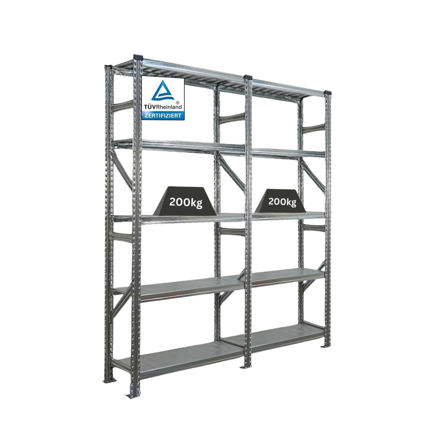 PROREGAL Fachbodenregal Stecksystem Proximo Grundregal HxBxT 200 x 120 x 40 cm 10 Ebenen Fachlast 235 kg Beidseitig Verzinkt