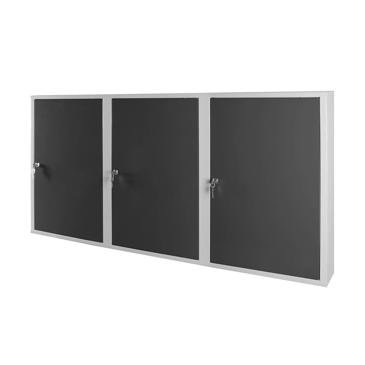 PROREGAL Werkzeugwandschrank Mit 3 Türen & 4 Fachboden HxBxT 75x150x20cm Lichtgrau/Anthrazitgrau