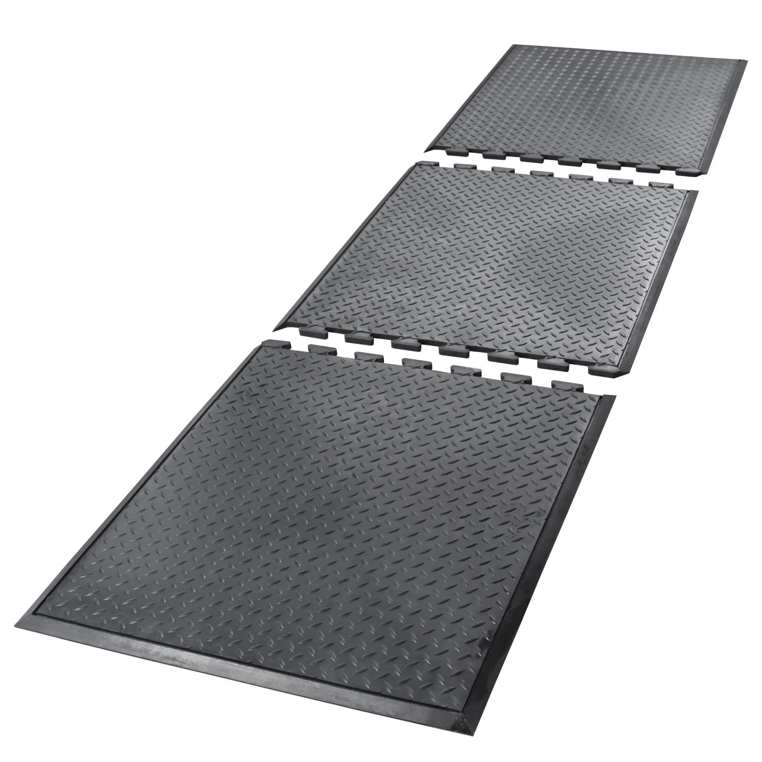 PROREGAL Anti-Ermüdungs-Gummifliesen 3er Set BxL 240x70cm Stärke 1,2cm Schwarz