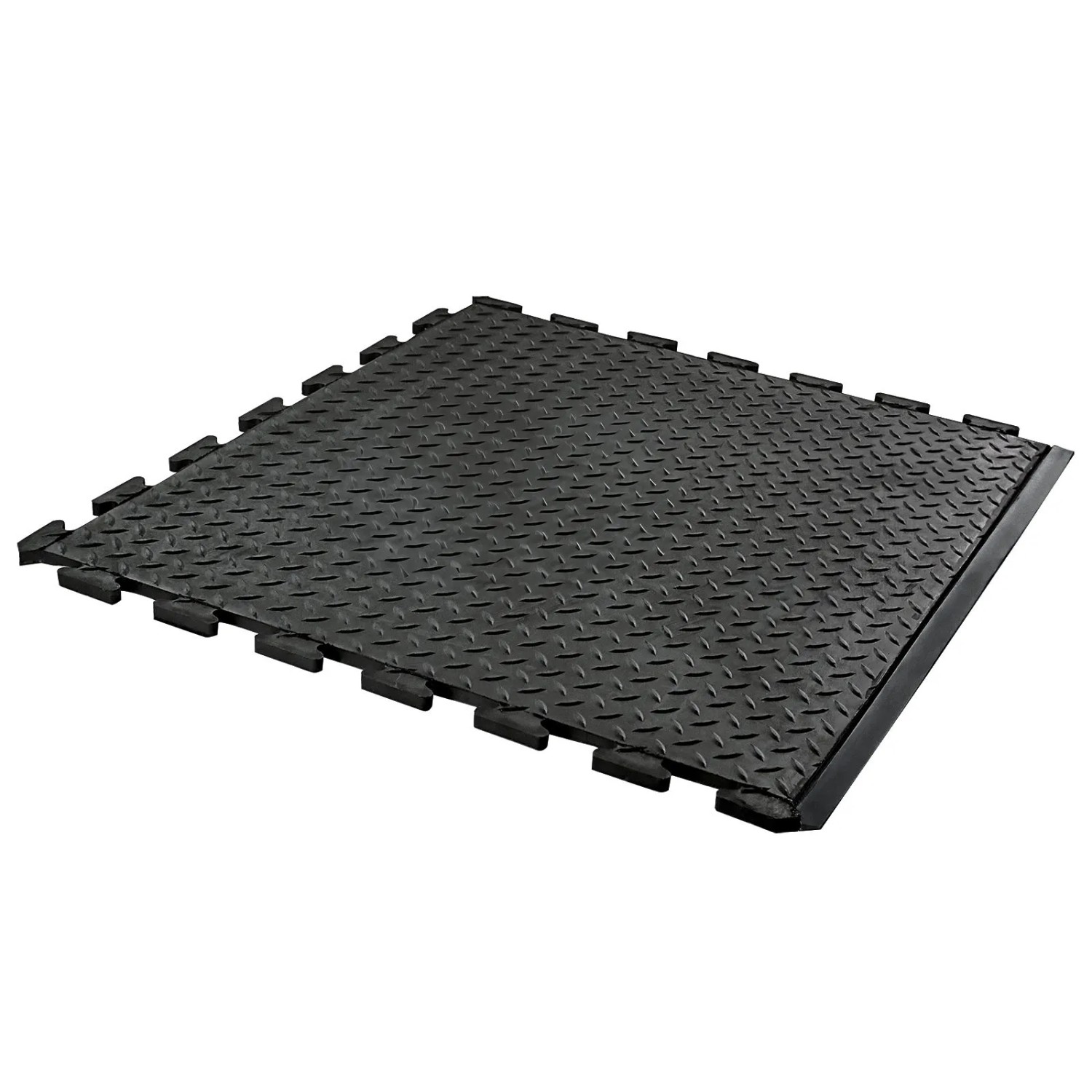 PROREGAL Anti-Ermüdungs-Gummifliese Kantenstück BxL 80x70cm Stärke 1,2cm Schwarz