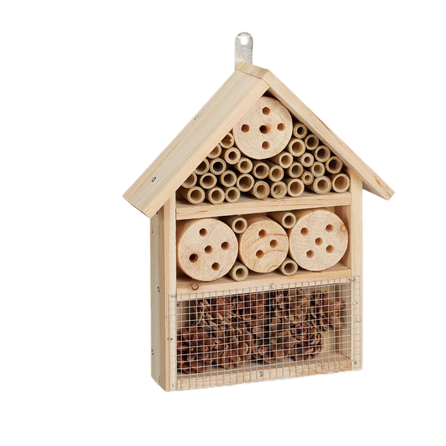 Relaxdays Insektenhotel Bausatz Holz Natur Zum Selber Bauen Mit 3 Kammern 33 cm x 24,5 cm x 7 cm 0,8 kg