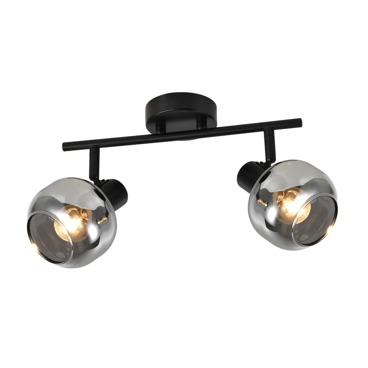 ZMH Deckenlampe Vintage Schwarz 2-flammig E14 Rauchgrau Glas ohne Lichtquelle