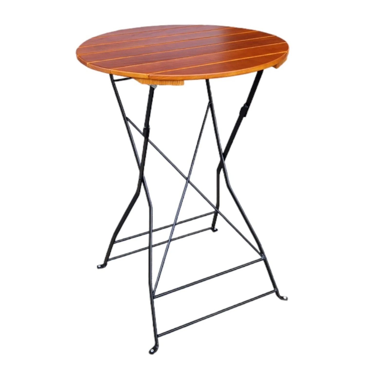 CHEFGASTRO Stehtisch WALDKRONE Made In Germany HxBxT 110x80x80cm Ø80cm Klappbar Wetterfest & UV-beständig Eschenholz Schwarz/Braun