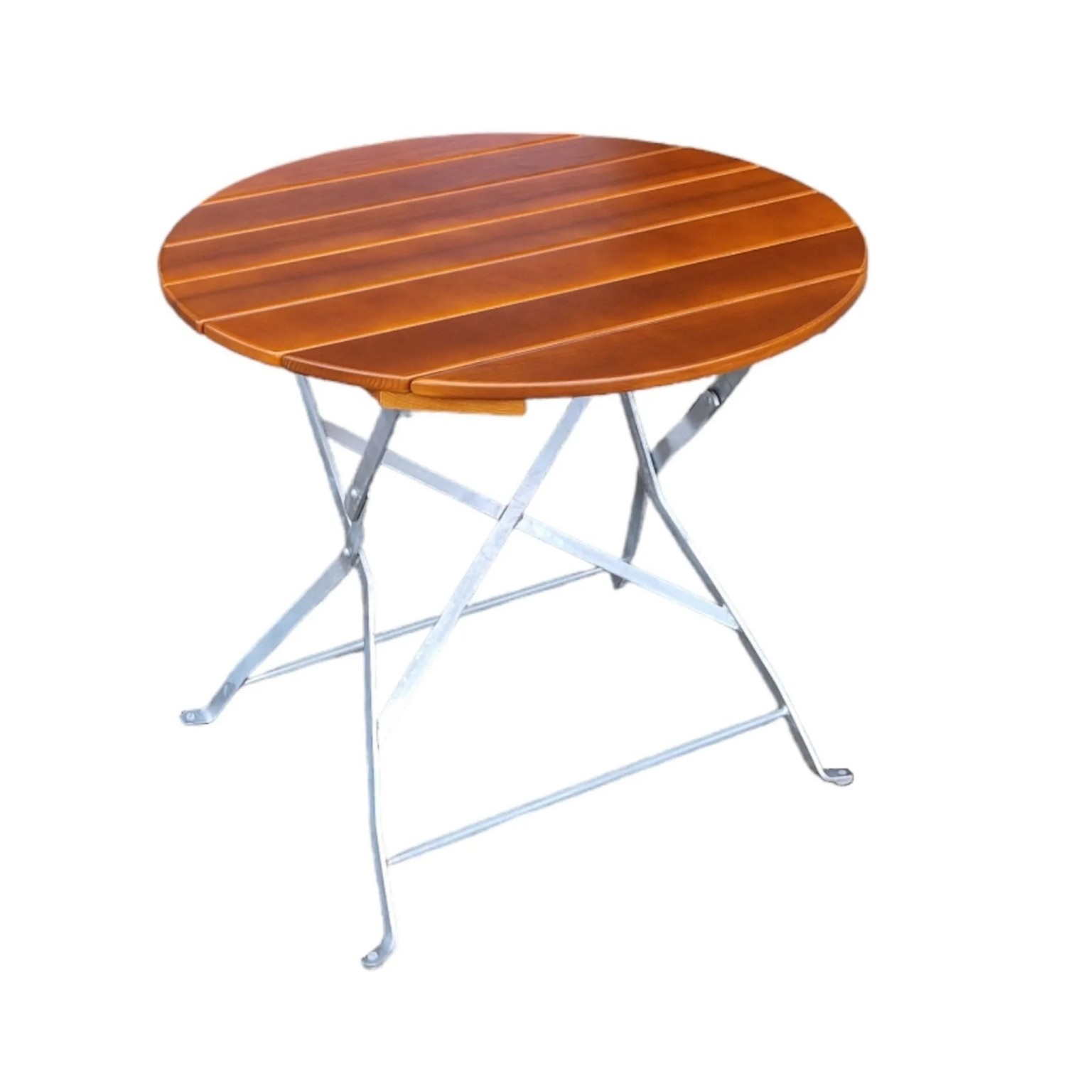 CHEFGASTRO Biergartentisch BERGTAL Made In Germany HxBxT 74x80x80cm Ø80cm Klappbar Wetterfest & UV-beständig Eschenholz Silber/Braun 2 Personen