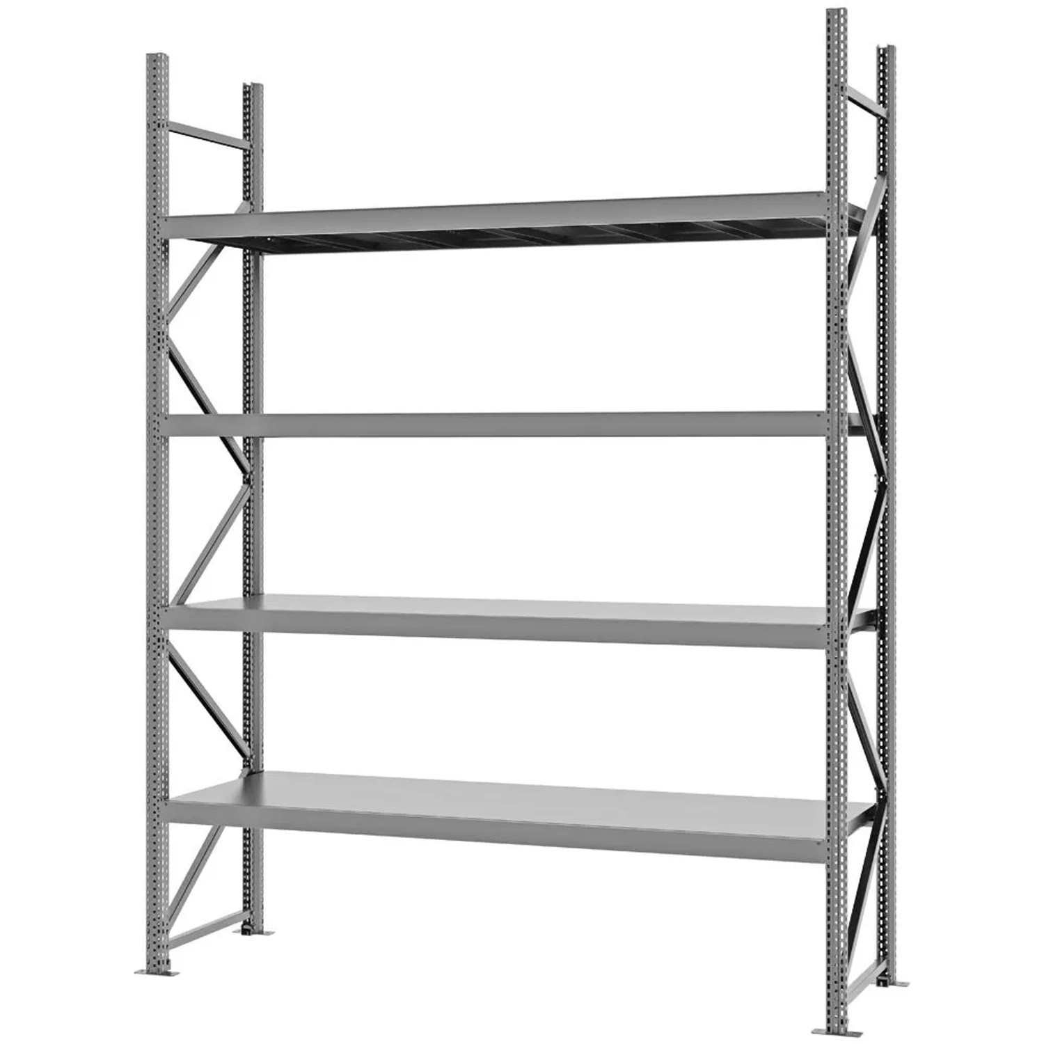PROREGAL Weitspannregal Schraub-Stecksystem MAGNUS PRO Made In Germany Grundregal 300x225x60cm 4 Ebenen Stahlböden Fachlast 520kg Blau/Orange