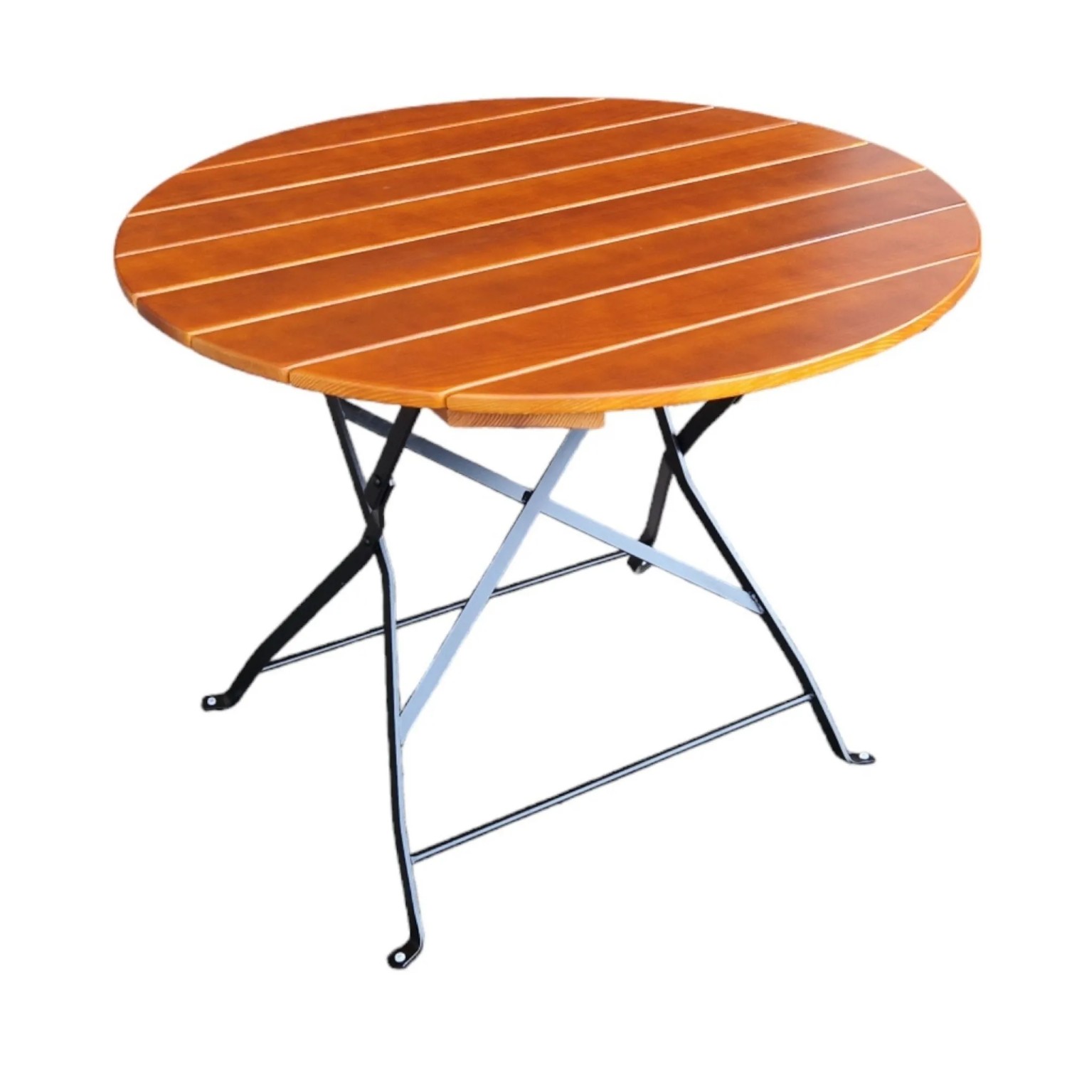 CHEFGASTRO Biergartentisch BERGTAL Made In Germany HxBxT 74x90x90cm Ø90cm Klappbar Wetterfest & UV-beständig Eschenholz Schwarz/Braun 3 Personen