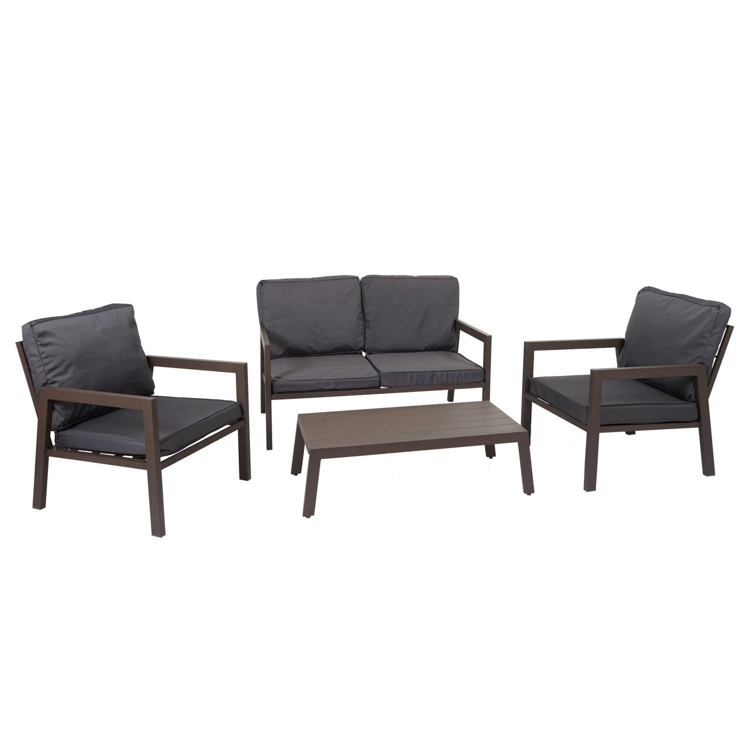 PROREGAL Garnitur Gartenlounge Gartengarnitur Lounge-Set Sitzgruppe Sofa Metall Polster Grau