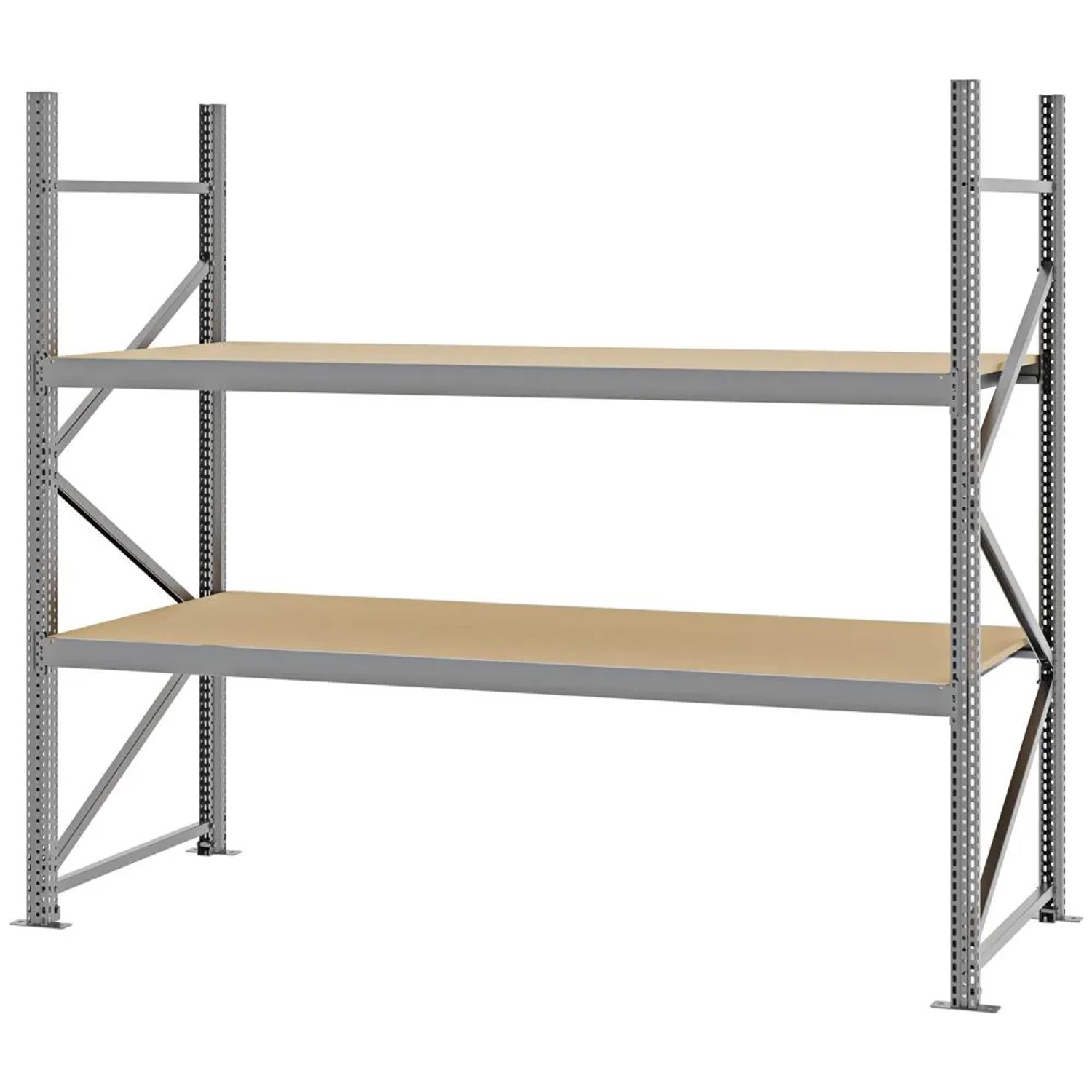 PROREGAL Weitspannregal Schraub-Stecksystem MAGNUS PRO Made In Germany Grundregal 200x225x80cm 2 Ebenen Spanplattenböden Fachlast 520kg Blau/Orange