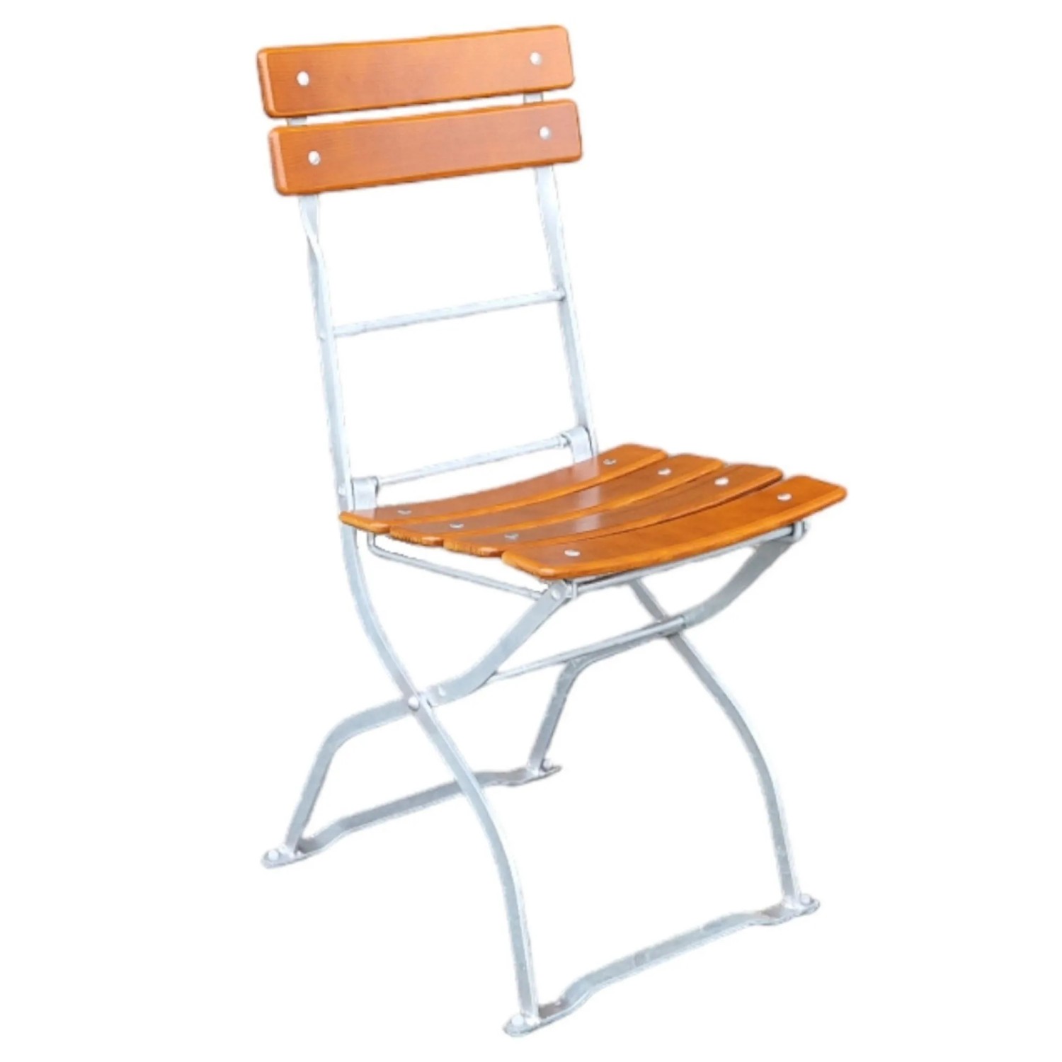 CHEFGASTRO Biergartenstuhl BERGWIESE Made In Germany 1-Sitzer HxBxT 89x35x40cm Wetterfest & UV-beständig Eschenholz Silber/Braun