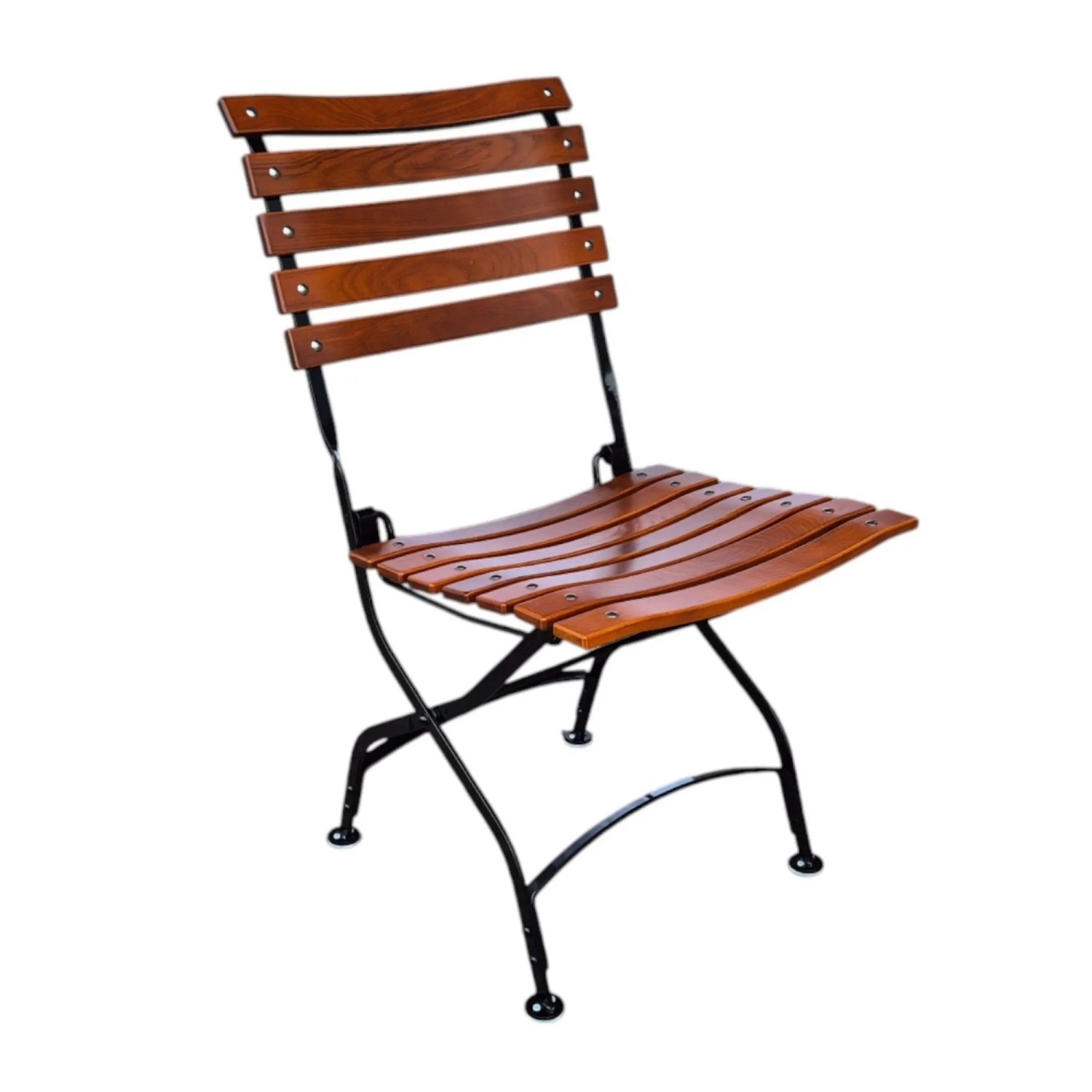 CHEFGASTRO Biergartenstuhl BAVARIA Made In Germany 1 Sitzer HxBxT 90x42x46cm Klappbar Wetterfest & UV-beständig Eschenholz Schwarz/Braun