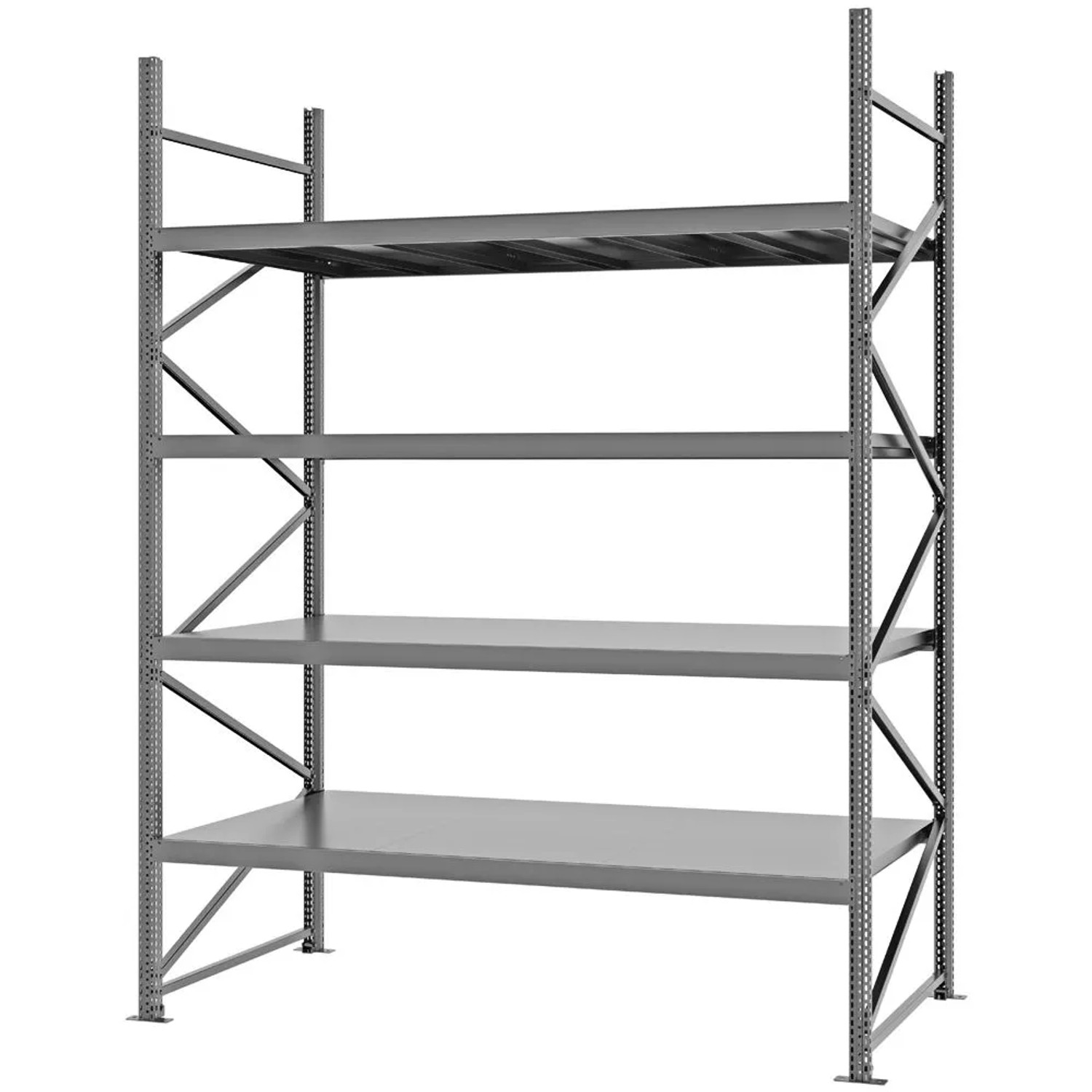 PROREGAL Weitspannregal Schraub-Stecksystem MAGNUS PRO Made In Germany Grundregal 300x225x100cm 4 Ebenen Stahlböden Fachlast 520kg Verzinkt