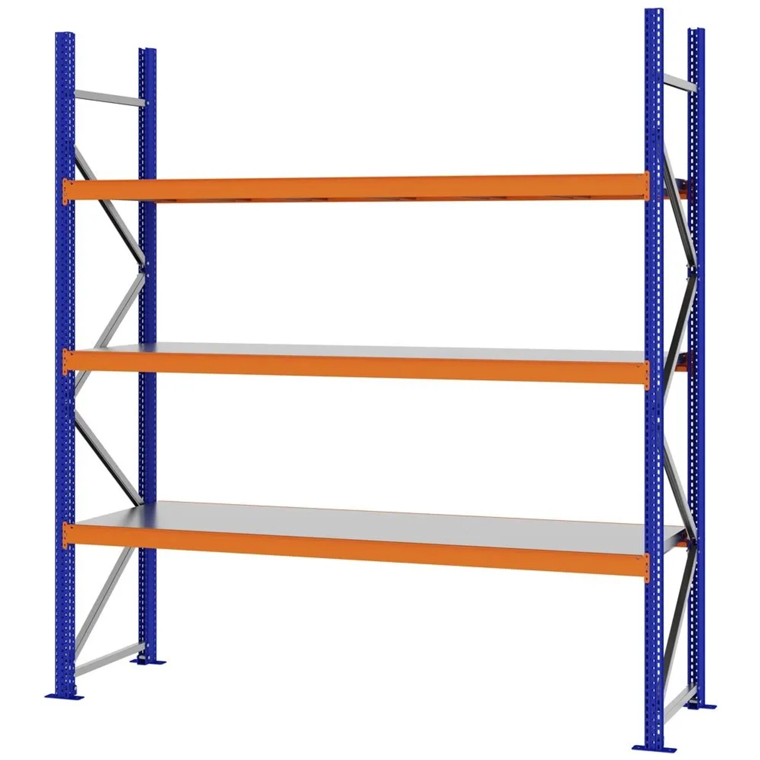 PROREGAL Weitspannregal Schraub-Stecksystem MAGNUS PRO Made In Germany Grundregal 250x225x60cm 3 Ebenen Stahlböden Fachlast 520kg Verzinkt