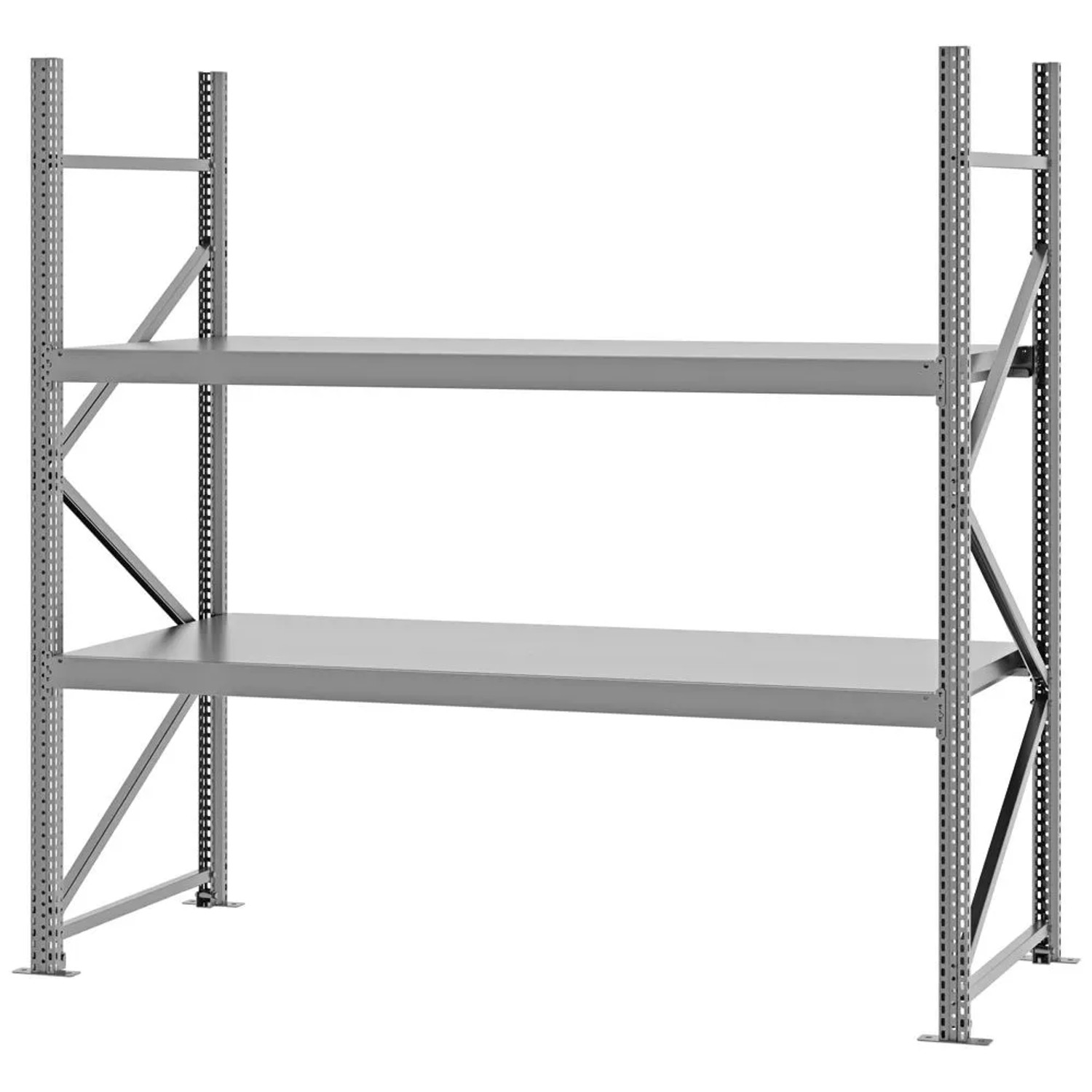 PROREGAL Weitspannregal Schraub-Stecksystem MAGNUS PRO Made In Germany Grundregal 200x200x80cm 2 Ebenen Stahlböden Fachlast 600kg Blau/Orange