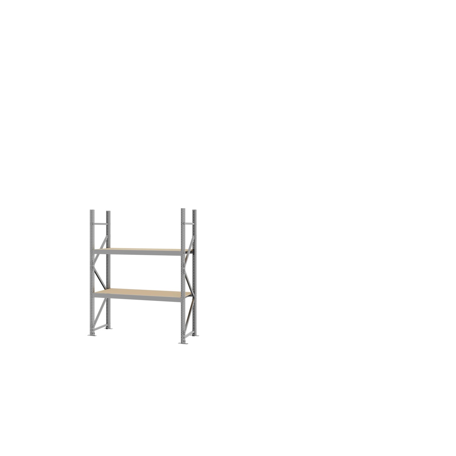 PROREGAL Weitspannregal Schraub-Stecksystem MAGNUS PRO Made In Germany Grundregal 200x150x50cm 2 Ebenen Spanplattenböden Fachlast 750kg Verzinkt