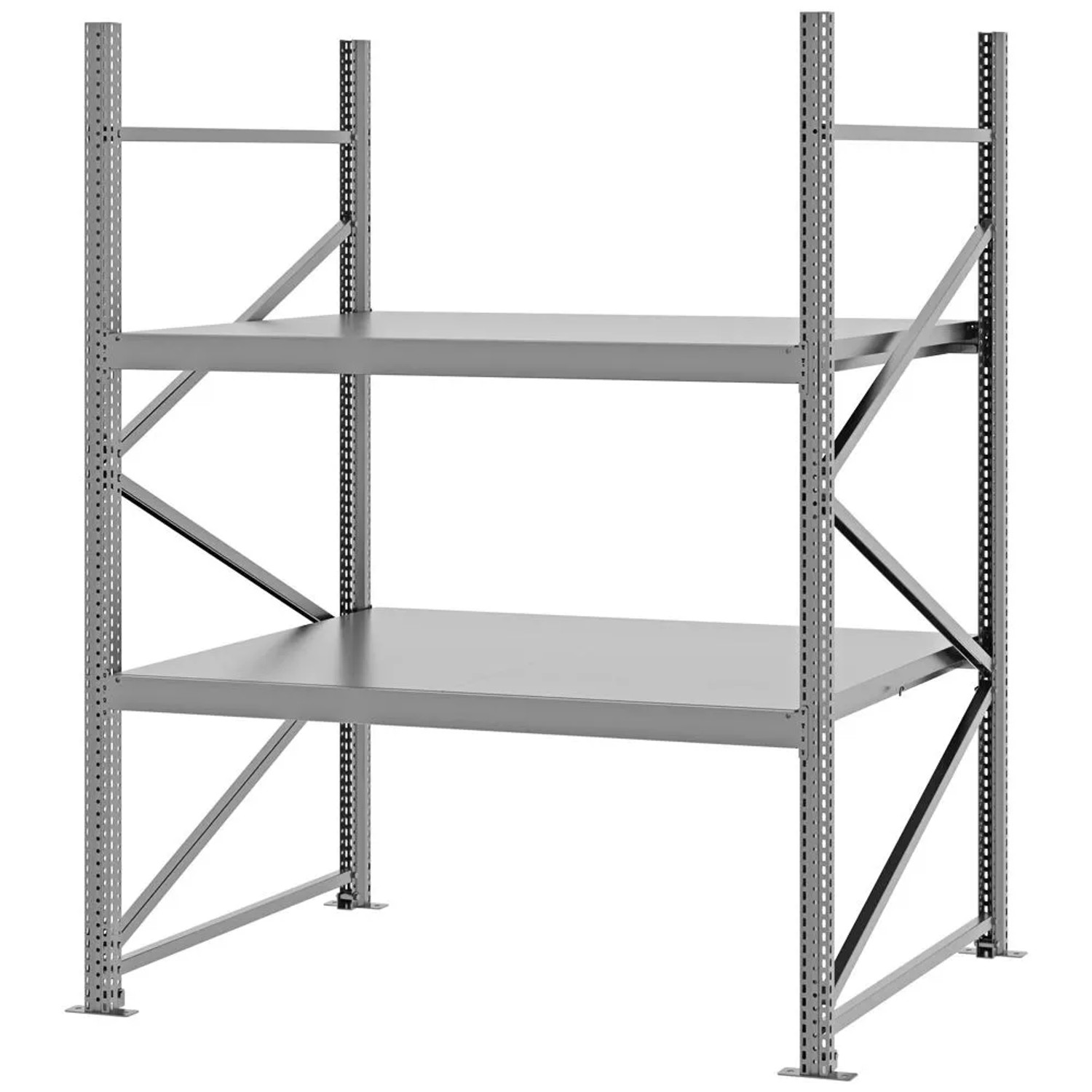 PROREGAL Weitspannregal Schraub-Stecksystem MAGNUS PRO Made In Germany Grundregal 200x150x100cm 2 Ebenen Stahlböden Fachlast 750kg Blau/Orange