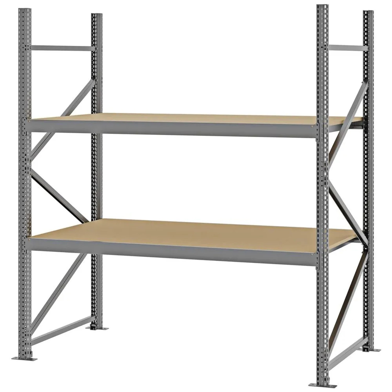 PROREGAL Weitspannregal Schraub-Stecksystem MAGNUS PRO Made In Germany Grundregal 200x175x80cm 2 Ebenen Spanplattenböden Fachlast 700kg Verzinkt