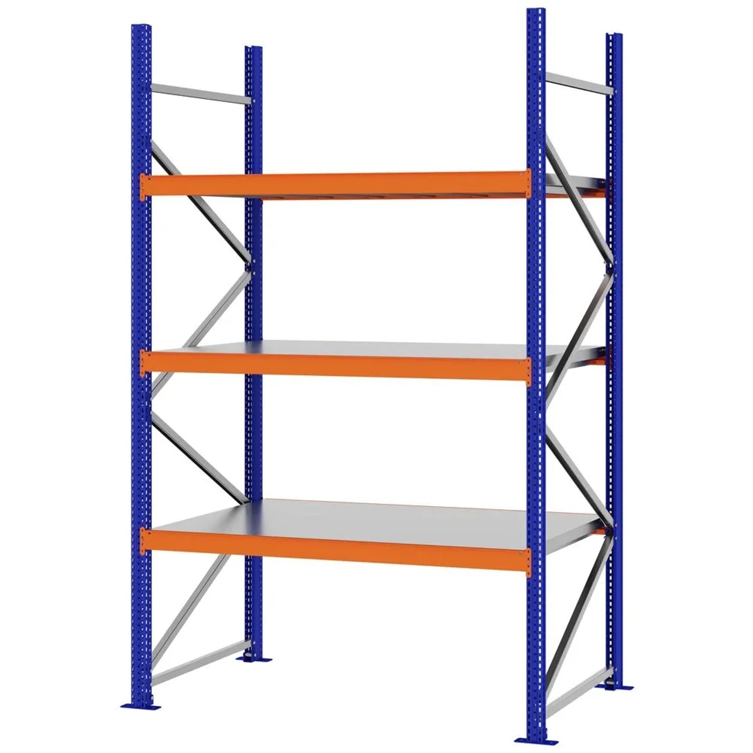 PROREGAL Weitspannregal Schraub-Stecksystem MAGNUS PRO Made In Germany Grundregal 250x150x80cm 3 Ebenen Stahlböden Fachlast 750kg Verzinkt