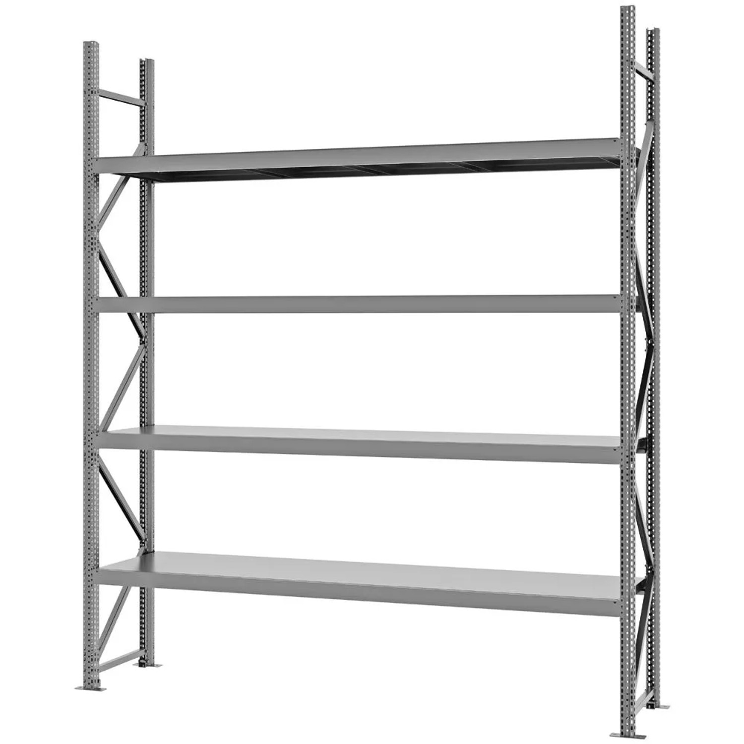 PROREGAL Weitspannregal Schraub-Stecksystem MAGNUS PRO Made In Germany Grundregal 300x250x50cm 4 Ebenen Stahlböden Fachlast 430kg Blau/Orange