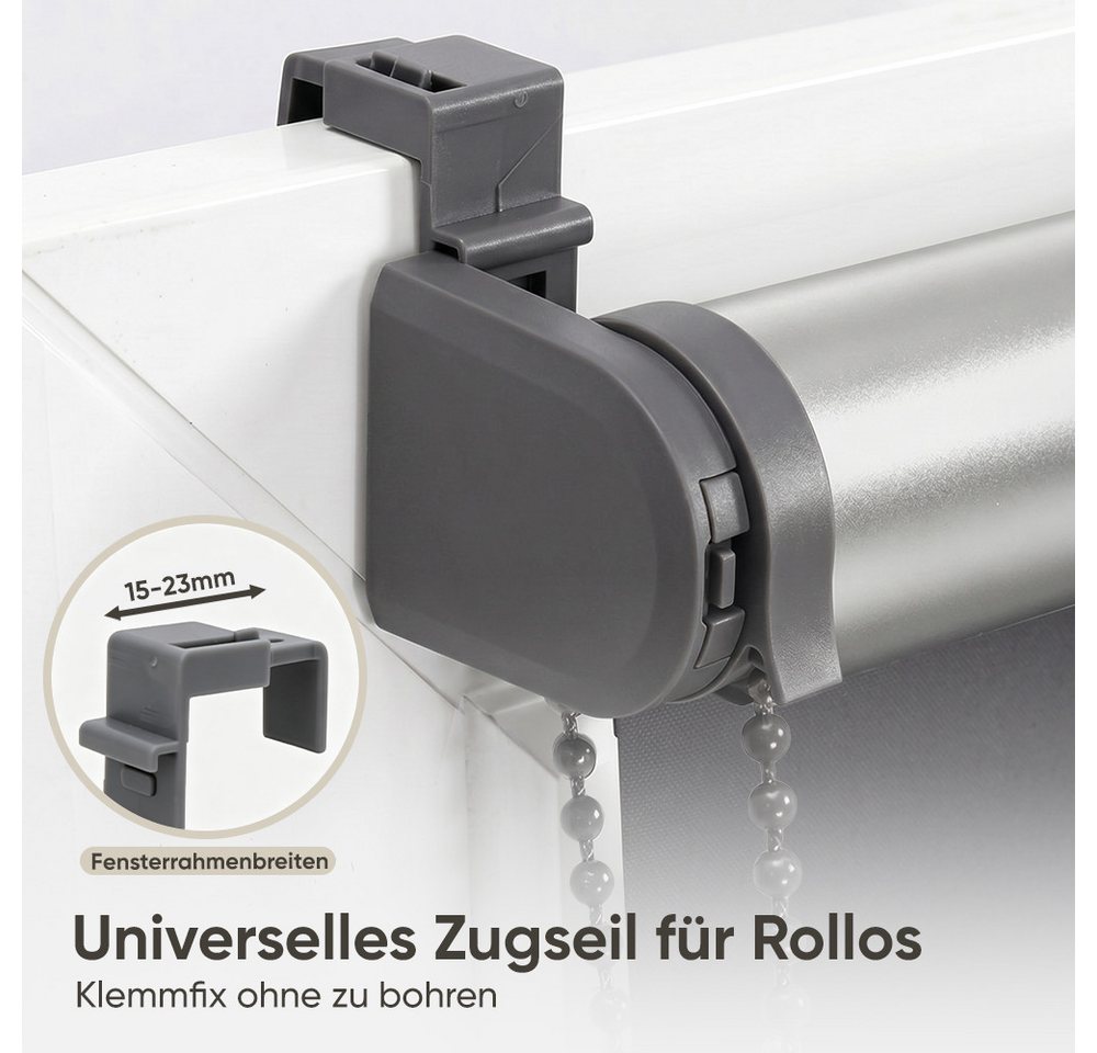 Sekey Thermo Rollo Verdunkelungsrollo ohne Bohren Dunkelgrau 40x130cm Bild 3