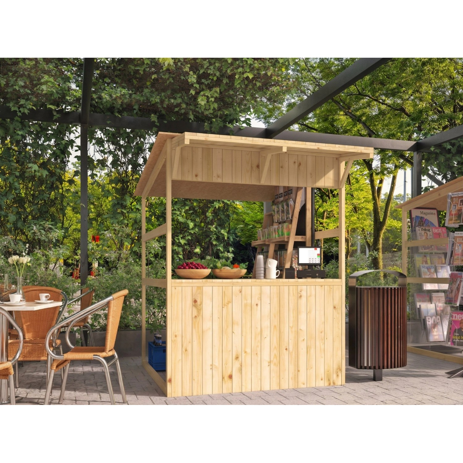 Woodtex Marktstand Verkaufsstand Anton 16 mm Naturbelassen