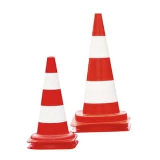 Tagesleuchtende Kegel, für den Einsatz im betrieblichen und nicht-öffentlichen Bereich, rot mit 2 we ißen Ringen, Höhe 750 mm, Abnahme 1-9 Stück