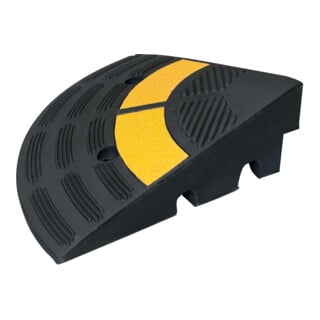 MORION Bordstein-Rampe Abschlusselement 300 x 300 x 100mm Gummi schwarz gelb reflektierend bis 40 t