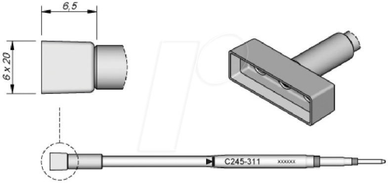 JBC C245311 - Lötspitze C245 Sondertypen, C245311/6,0 x 20 mm, Stempel