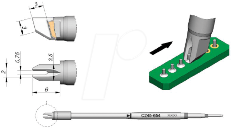 JBC C245654 - Lötspitze C245 Sondertypen, C245654/6,0 x 2,0 mm, für THT-Lötung