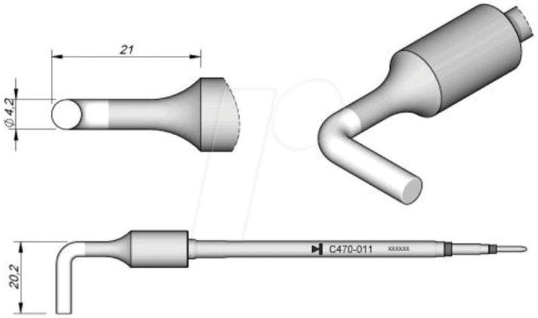 JBC C470011 - Lötspitze C470, Sondertypen, C470011/Ø 4,2 mm, gebogen