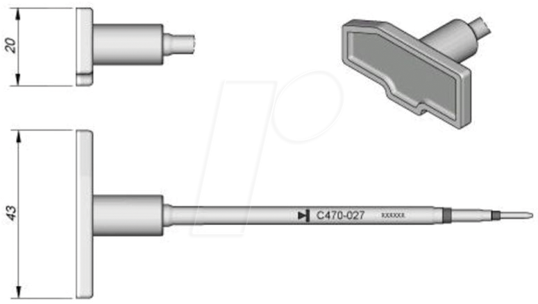 JBC C470027 - Lötspitze C470, Sondertypen, C470027/43 x 20 mm, Stempel