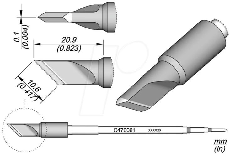 JBC C470061 - Lötspitze C470, Sondertypen, C470061/10,6 mm, klingenförmig