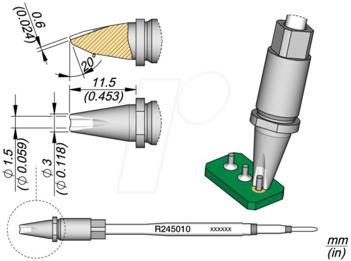 JBC R245010 - Lötspitze R245, Sondertypen, R245001/Ø 1,5 mm, Pin Lötspitze