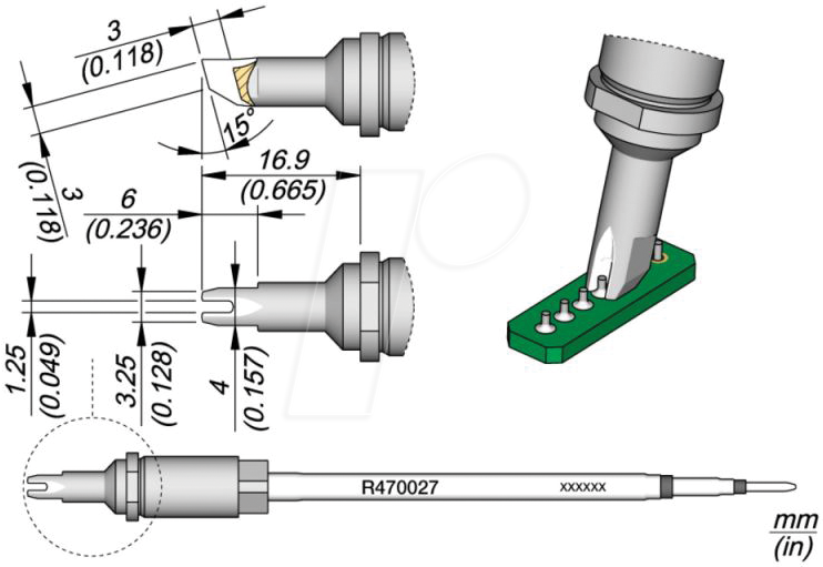 JBC R470027 - Lötspitze R470 Sondertypen, R470027/1,25 mm, Ziehlötspitze