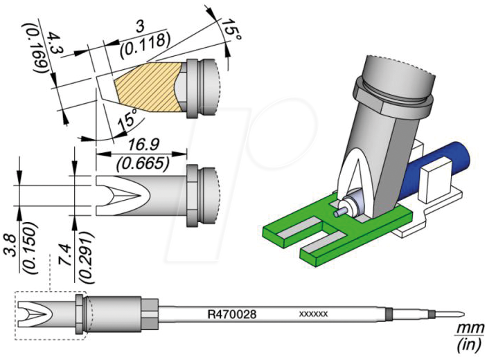 JBC R470028 - Lötspitze R470 Sondertypen, T470028/Ø 3,8 mm, Pin Lötspitze