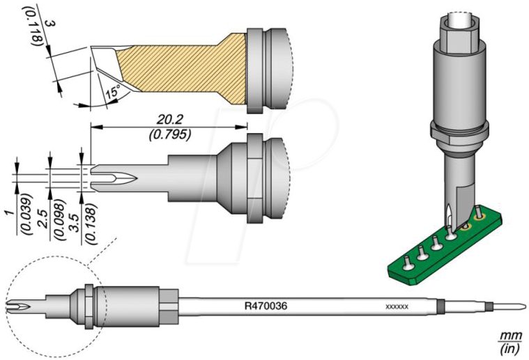 JBC R470036 - Lötspitze R470 Sondertypen, R470036/1,0 mm, Ziehlötspitze
