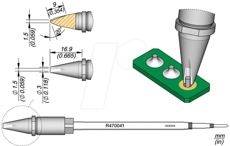 JBC R470041 - Lötspitze R470 Sondertypen, R470041/Ø 1,5 mm, Pin Lötspitze