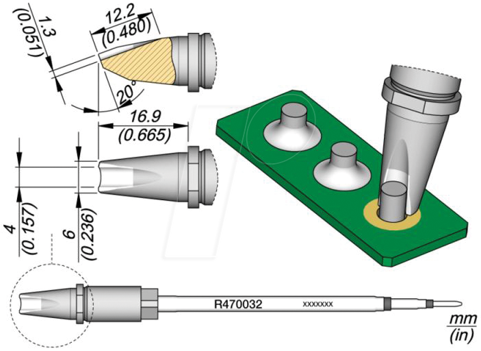 JBC R470032 - Lötspitze R470 Sondertypen, R470032/Ø 4,0 mm, Pin Lötspitze