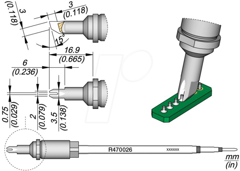 JBC R470043 - Lötspitze R470 Sondertypen, R470043/1,5 mm, Ziehlötspitze