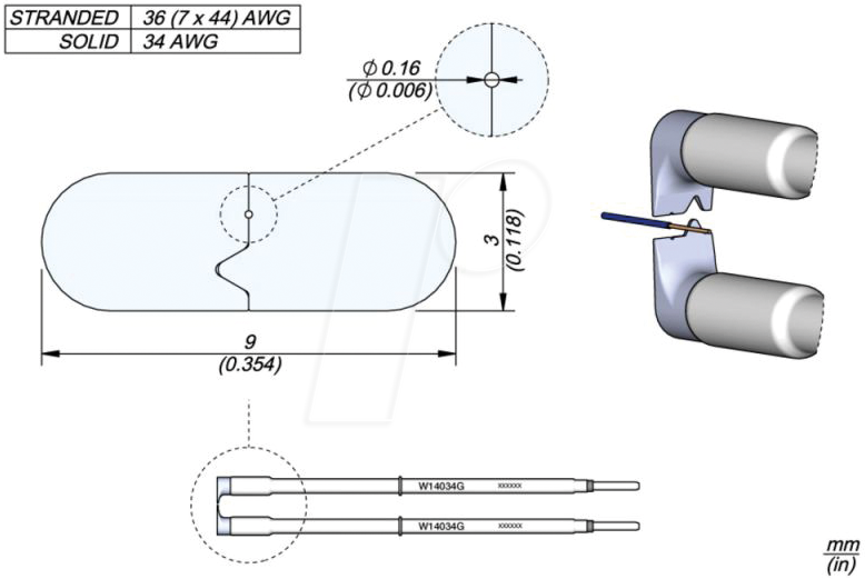 JBC W14034G - Abisolierkartusche, AWG 34