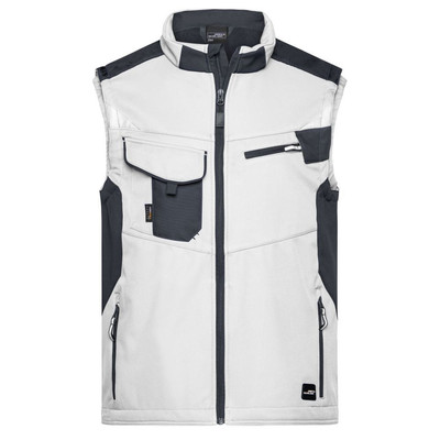 Workwear Softshell Weste JN845, weiß/carbon, Größe S
