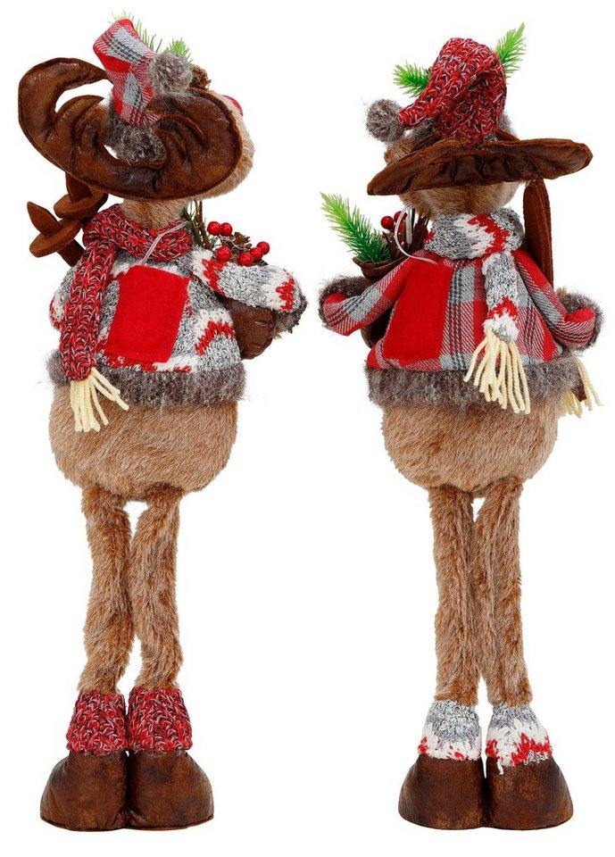 BONETTI LED Dekofigur Weihnachtsdeko, LED fest integriert, Warmweiß, Rentiere mit Skiern in der Hand, 2er Set Bild 3
