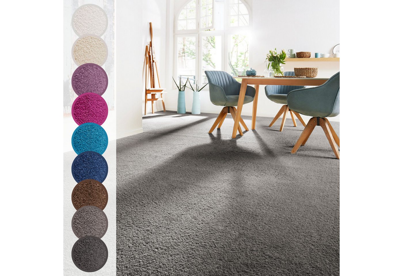 Andiamo Teppichboden Bari, Frisee-Velours, Gesamthöhe 12 mm, Luxusklasse LC3, rechteckig, Uni Farben, Breite 400 cm oder 500 cm, strapazierfähig & pflegeleicht Bild 5