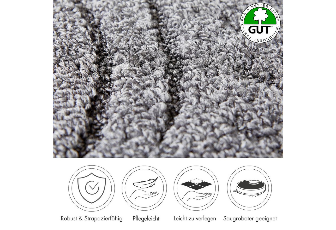 Andiamo Teppichboden Emmy, Strukturschlinge, Gesamthöhe 9 mm, Luxusklasse LC1, rechteckig, Breite 200, 300, 400 oder 500 cm, Hoch-Tief Effekt, strapazierfähig Bild 4