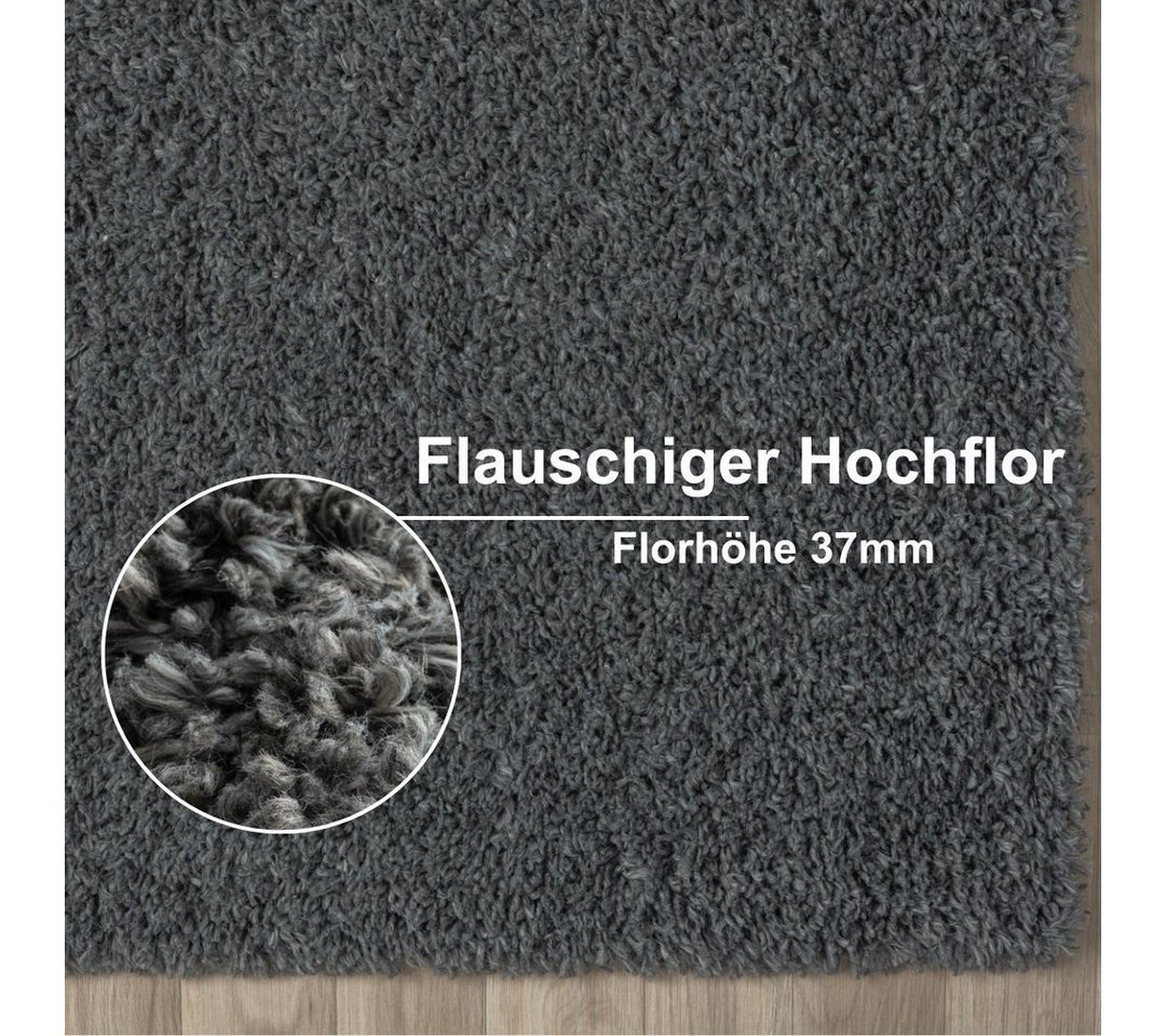 Myflair Möbel & Accessoires Hochflor-Teppich My Shaggy, rechteckig, Höhe: 37 mm, Uni-Farben, leicht glänzend, extra weich, auch in rund & als Läufer