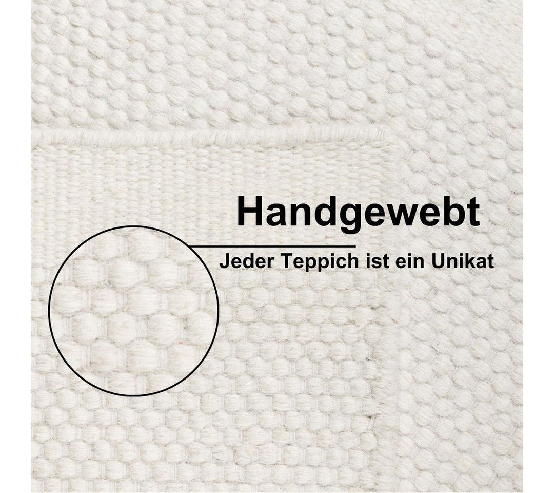 Myflair Möbel & Accessoires Wollteppich WOOLY DREAM, handgewebt, rechteckig, Höhe: 10 mm, reine Wolle, Uni Farben, Wendeteppich, auch in rund & als Läufer