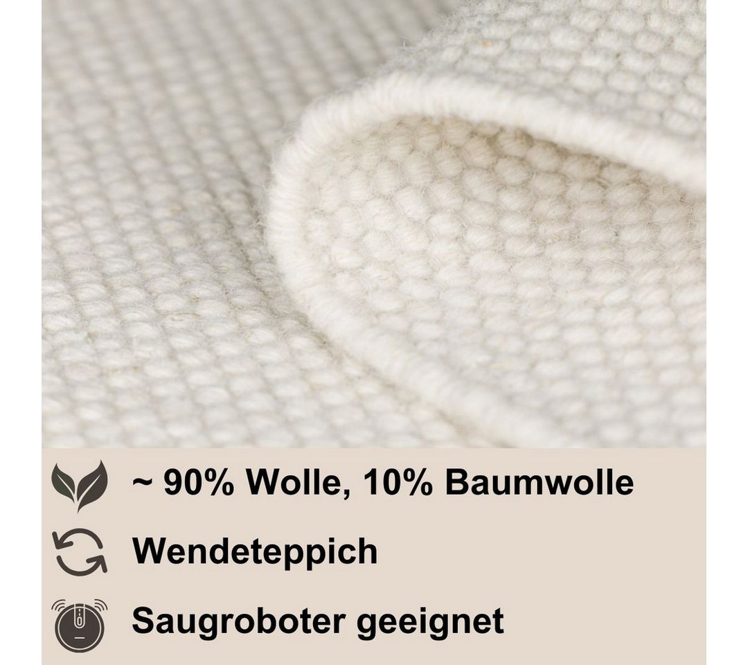 Myflair Möbel & Accessoires Wollteppich WOOLY DREAM, handgewebt, rechteckig, Höhe: 10 mm, reine Wolle, Uni Farben, Wendeteppich, auch in rund & als Läufer Bild 4