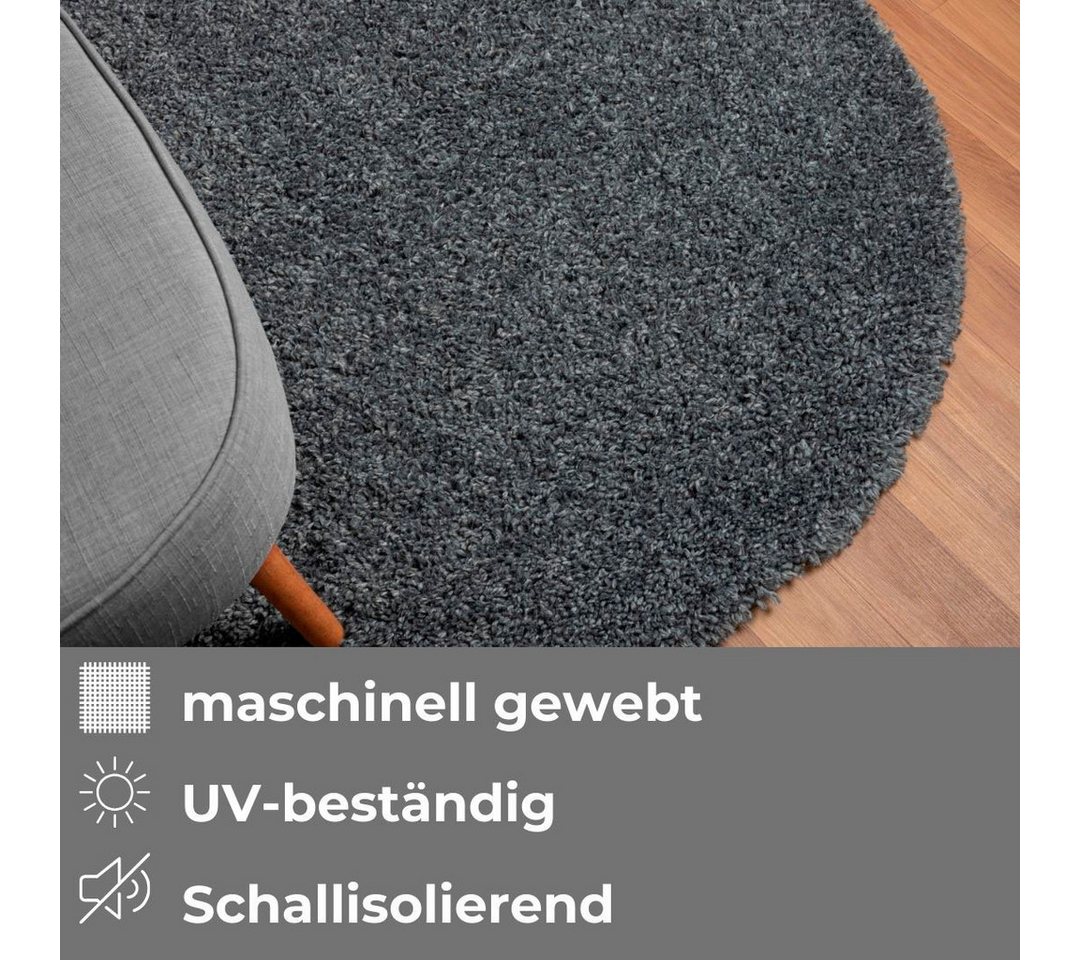 OTTO home Hochflor-Teppich Banji, rund, Höhe: 37 mm, Uni Farben, weich und flauschig, auch als Läufer & in rund erhältlich Bild 5